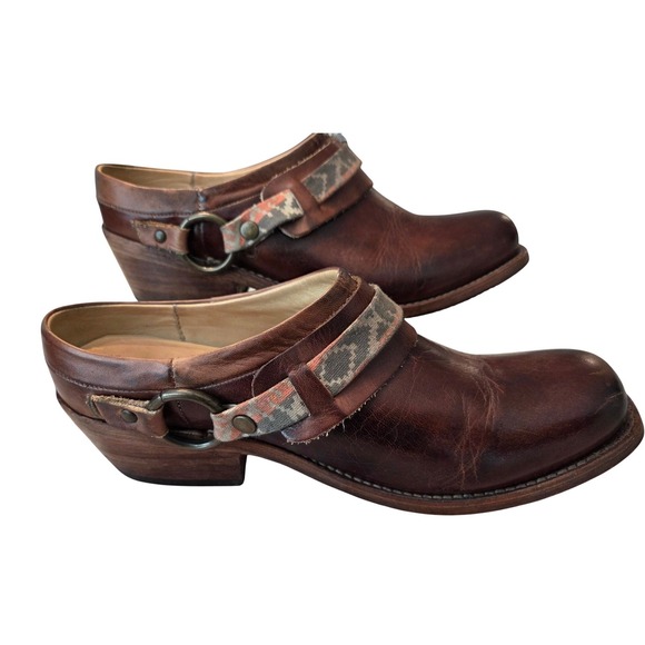 Bed Stu Brown Leather Square Toe Buckle Strap Clogs Mules Women US 8.5 - Picture 6 of 13